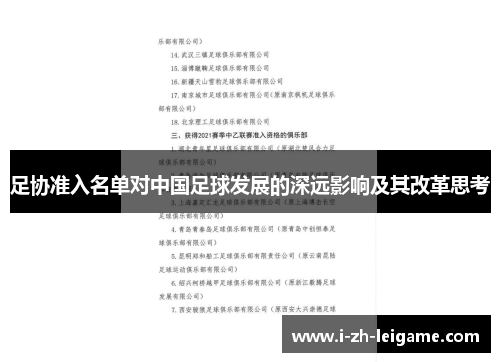 足协准入名单对中国足球发展的深远影响及其改革思考